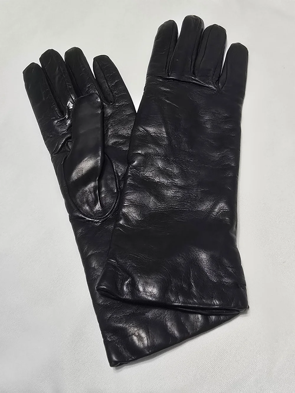 Classic Black Leather Gloves Cashmere Lined Made In Italy Size 6.5 XS New Old